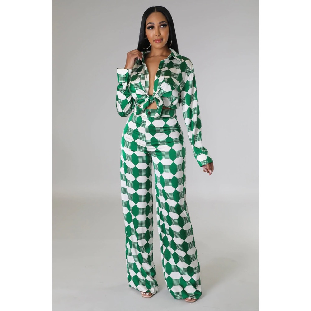 PATTERNED WIDE LEG PANT SET
